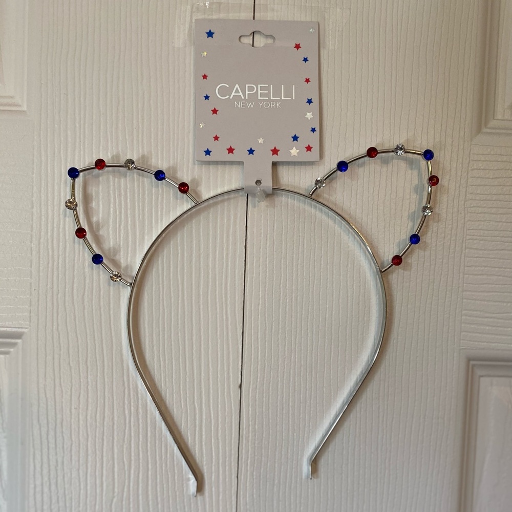 4th of July Patriotic Jeweled Cat Ears Headband - Picture 9 of 12